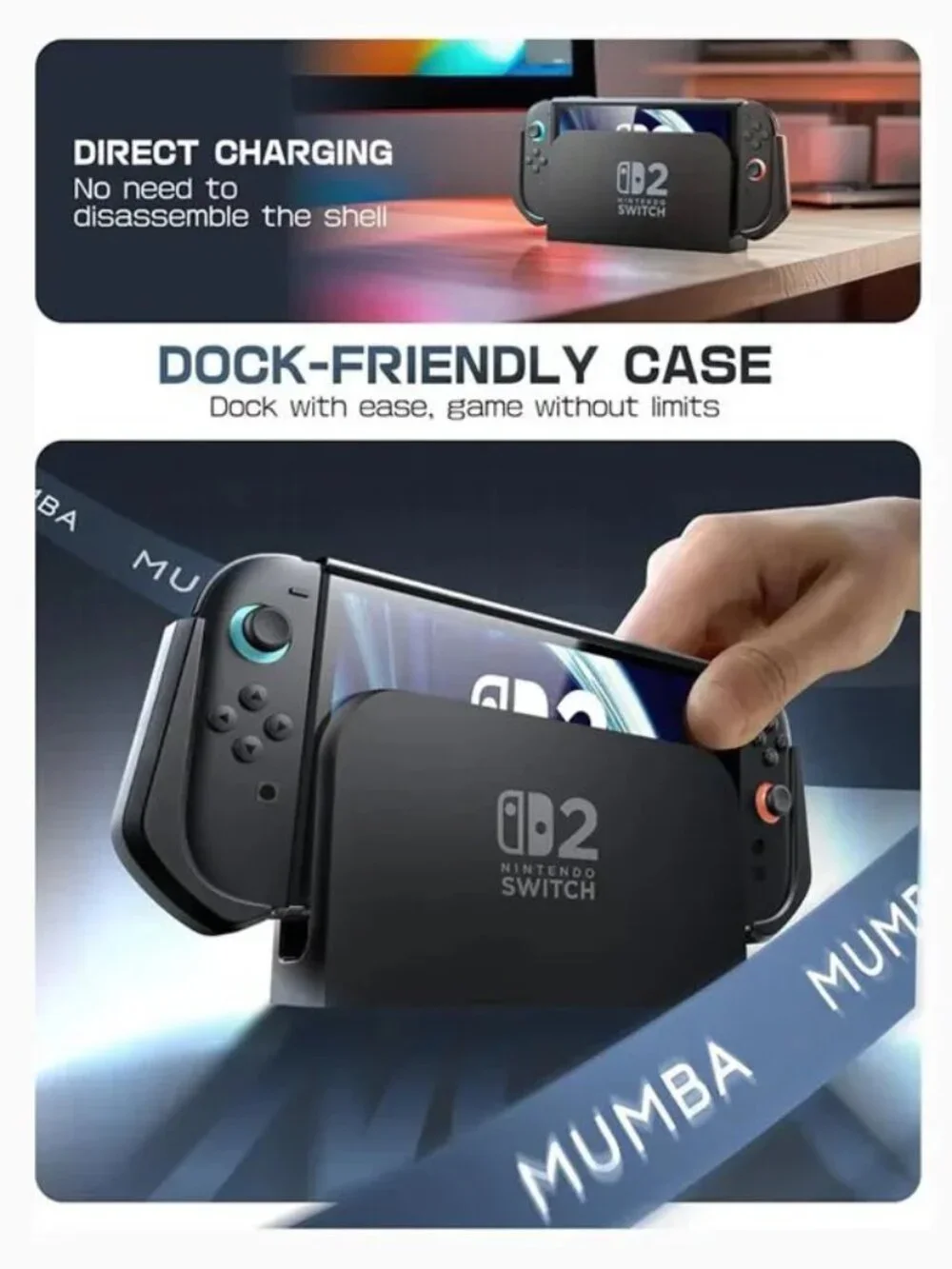 Mumba Blade Series For Nintendo Switch 2 TPU Grip Case Dockable Protective Cover